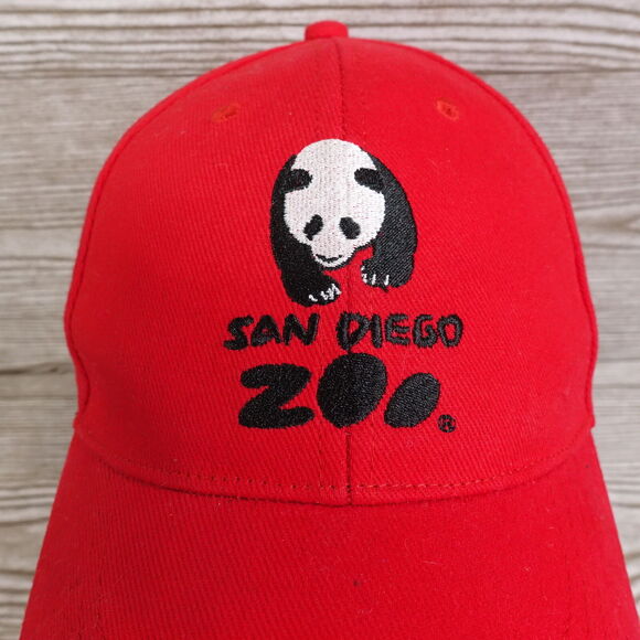 SAN DIEGO ZOO RED ADJUSTABLE TRAVEL STRAPBACK BASEBALL HAT CAP - Picture 2 of 10